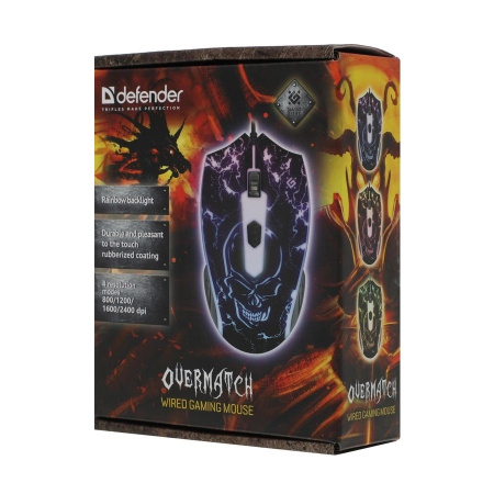 Игровая мышь USB Defender Overmatch GM-069 оптическая, 4кн, 2400dpi