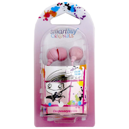Наушники SmartBuy SBE-3100 Color Trend вставные, 32 Ом, кабель 1.2м, Розовый