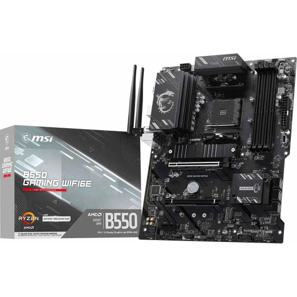 Материнская плата MSI B550 GAMING WIFI6E Soc-AM4 AMD B550 4xDDR4 ATX AC`97 8ch(7.1) GbLAN RAID+HDMI+DP