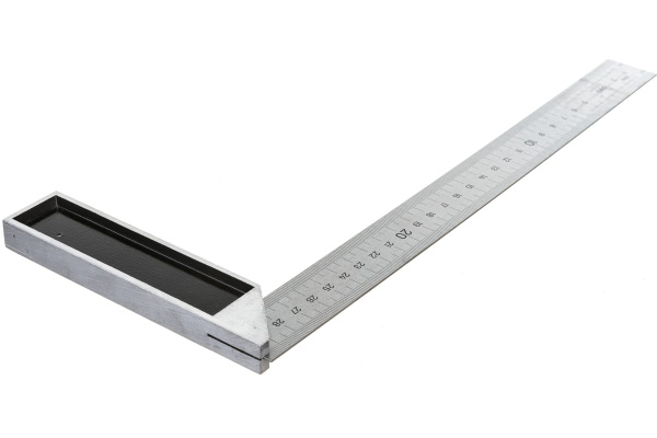 Угловая линейка DELI dl302300 300 мм, нержавеющая сталь, алюминиевое основание
