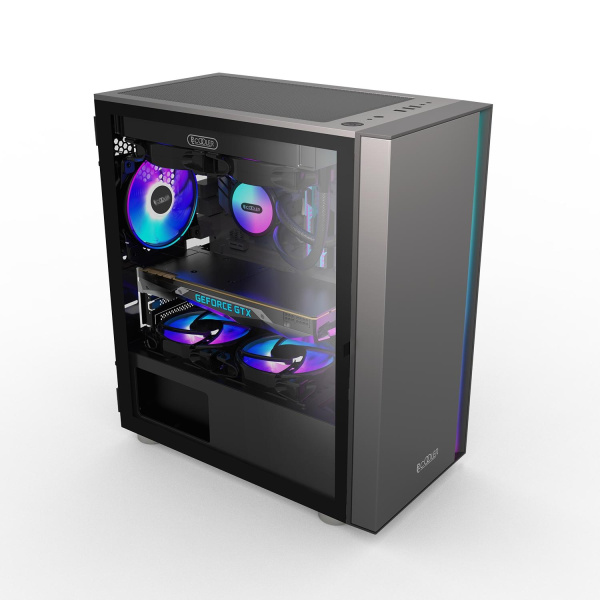 Корпус без блока питания/ Case PCCooler LM300 ARGB BK, Mini-Tower, TG, 1x120mm ARGB, 1xUSB-A 3.0 + 2xUSB-A 2.0, mATX, mITX Black