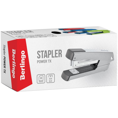 Степлер №24/6 BERLINGO "Power TX" на 30л., метал, корпус, черный (KSn_30324)