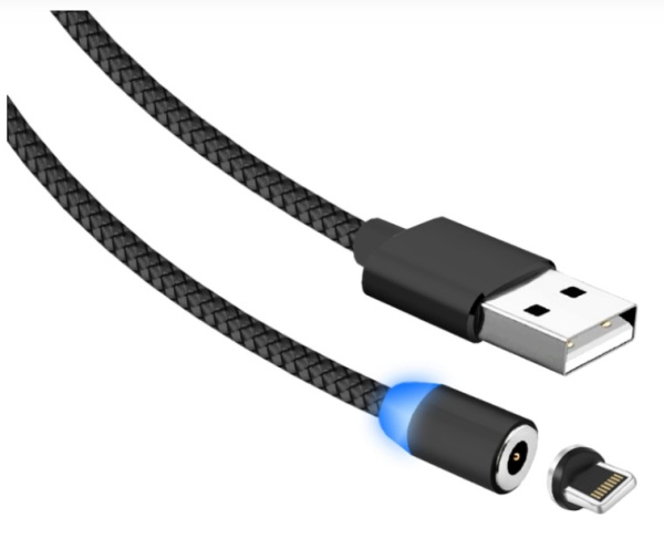Кабель Lightning (m) - USB(m) Jet.A, 2м, тканевая оплетка, черный (JA-DC46)