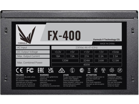 Блок питания 400Вт Formula (Aerocool) FX-400 (120мм,1PCI-E,3SATA)