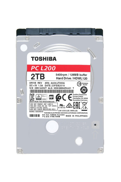Жесткий диск Toshiba SATA-III 2TB HDWL120UZSVA Notebook L200 (5400rpm) 128Mb 2.5"