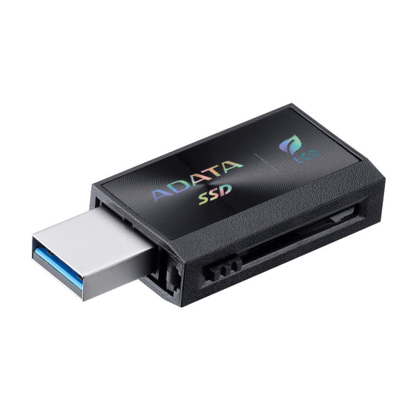 Твердотельный накопитель/ ADATA External SSD SC730, 1000GB, Type-C, Type-A, USB 3.2 Gen2, R/W 600/600 MB/s, 36.8x23.8x9.7mm, Black (5 лет)