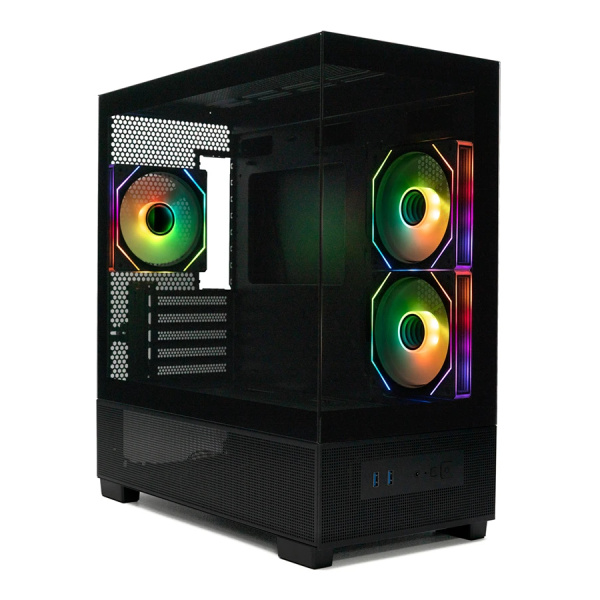 Корпус mATX Б_БП XASTRA Q500M 3ARGB-C10 Black (USB3.0,Audio,черный,3х120мм ARGB,ARGB+PWM HUB 10port,CPU Cooler до 160мм, VGA до 405мм,"аквариум")[Q500