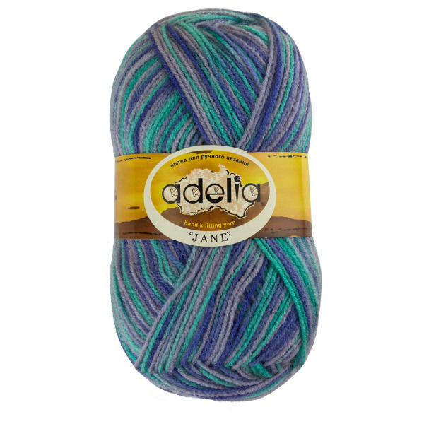 Пряжа ADELIA "JANE" 100% акрил 1 шт. х 50 г 227 м ± 10 м №20 св.фиолетовый-синий-св.бирюзовый