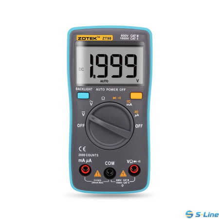 Мультиметр Zotek ZT-98, автодиапазон, 2000 counts