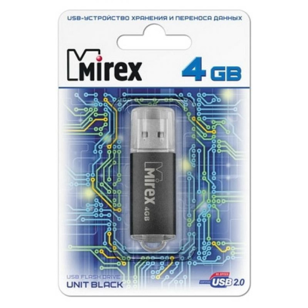 Флеш-накопитель USB2.0 4Gb Mirex Unit (13600-FMUUND04) черный