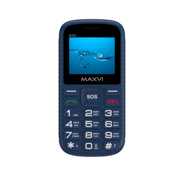 Сотовый Maxvi B201 Blue 2sim/2"/320*240/microSD/0.3МП/Bt/1800мАч/моноблок
