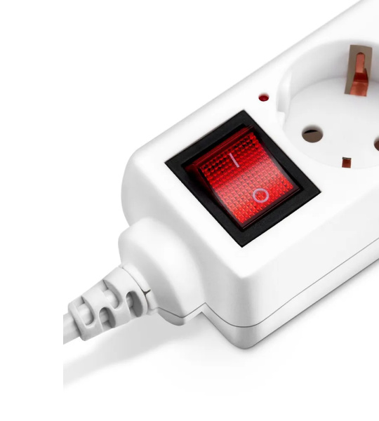 Сетевой удлинитель  3.0м, 5 розеток Buro, BU-PS5.3/W, 7А,1500Вт, с/з, с выключателем, белый, пакет