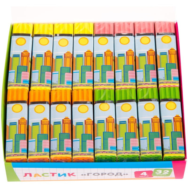 Ластик ArtSpace "Город", прямоугольный, ассорти (ER-19115)