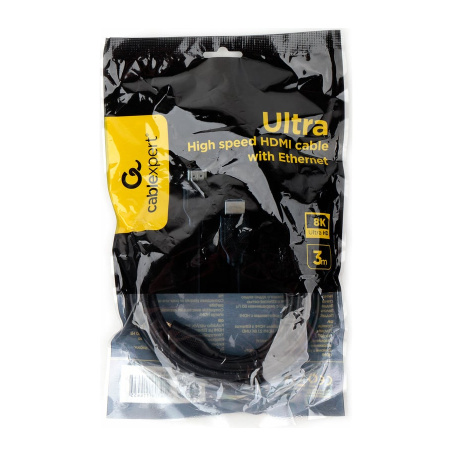 Кабель HDMI(m) - HDMI(m)  3.0м Cablexpert, v2.1, 8К, медь, позол.контакты, экран, черный (CC-HDMI8К-3M)