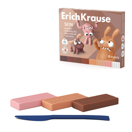 Пластилин 08цв. ErichKrause "Jolly Friends Skin" классический, 144г (61353)