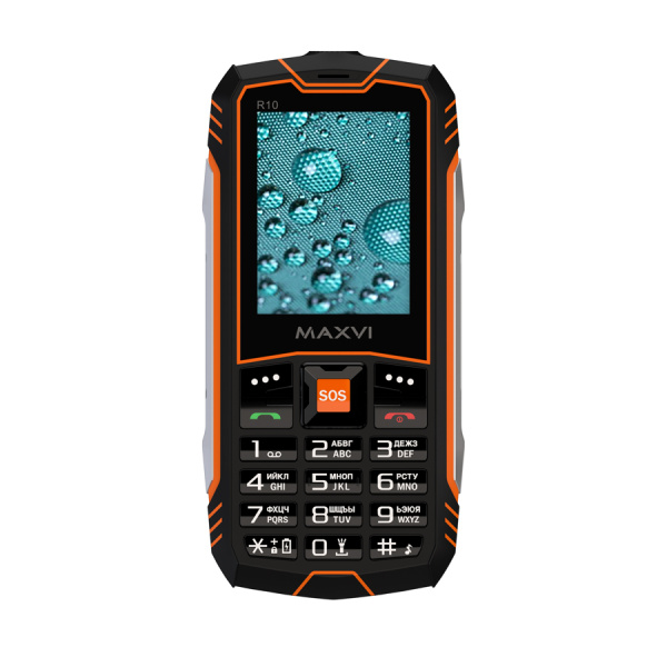 Сотовый Maxvi R10 Orange 2sim/2.4"/320*240/microSD/1.3МП/Bt/1800мАч/моноблок