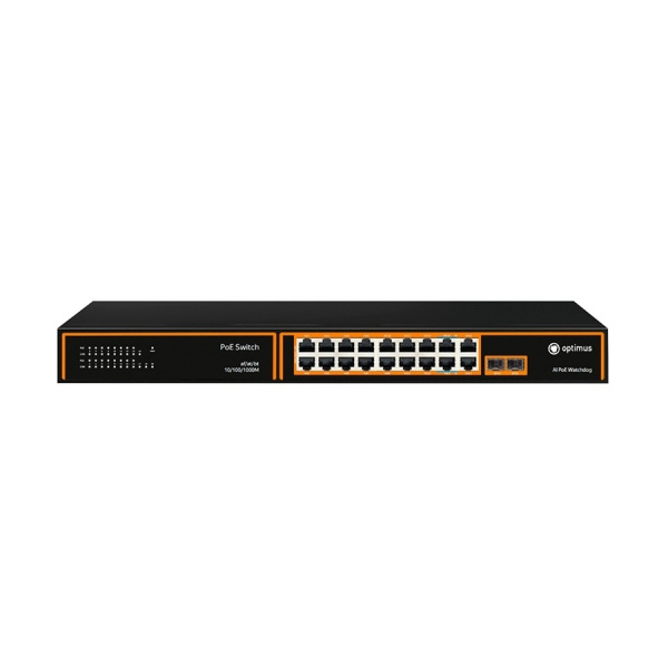 Коммутатор Optimus U1I-16G2b/2G/2S 14 портов 1000 Мбит/с PoE+,2 порта 1000 Мбит/с PoE++, 2 порта 1000 Мбит/с,2 порта SFP