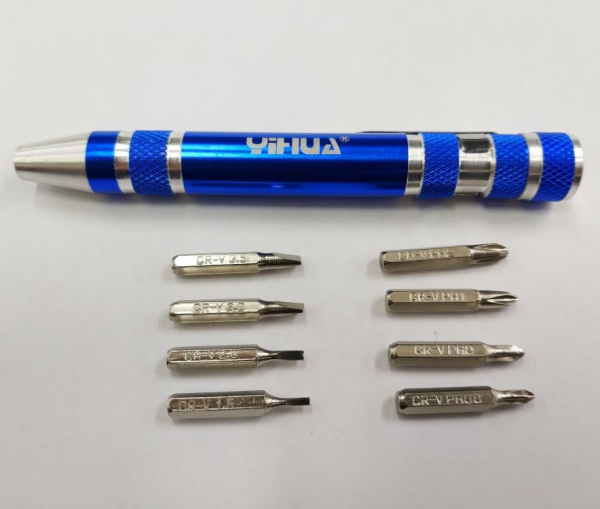 Отвертка Yihua YX-8018, 8 бит CR-V в ручке, SL1.5, SL2, SL3, SL3.5, PH00, PH0, PH1, PH2