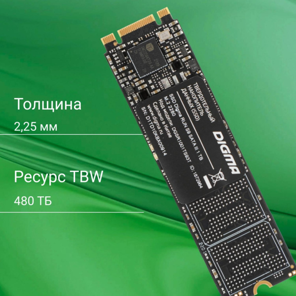 Накопитель SSD Digma SATA-III 1TB DGSR1001TS93T Run S9 M.2 2280