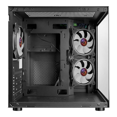 Корпус mATX Б_БП Ginzzu V150 (USB3.0,Audio,черный,3х120мм FRGB,"стеклянный куб")
