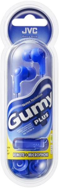 Гарнитура проводная JVC HA-FX7M вставные, 16 Ом, кабель 1м Синий