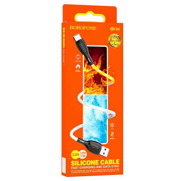 Кабель USB Type-C (m) - USB(m) BOROFONE BX86, 1м, 3.0A, белый