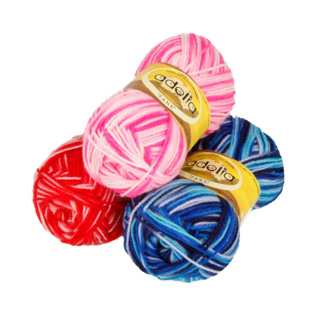 Пряжа ADELIA "JANE" 100% акрил 1 шт. х 50 г 227 м ± 10 м №20 св.фиолетовый-синий-св.бирюзовый