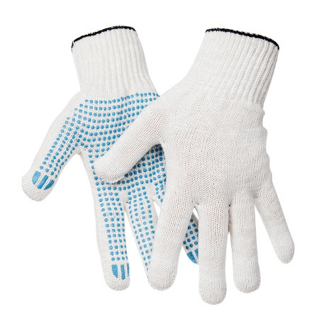 Перчатки ХБ "Точка" с ПВХ OfficeClean 5 нит., белый, 43-45г, 132текс (241554/ЛТ)