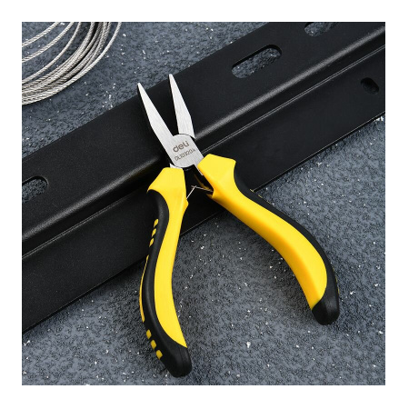 Плоскогубцы 125мм, Deli DL103204, ровные поверхности губок, двухкомпонентная рукоять