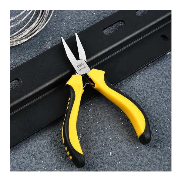 Плоскогубцы 125мм, Deli DL103204, ровные поверхности губок, двухкомпонентная рукоять