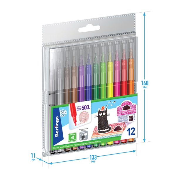 Фломастеры 12цв. BERLINGO "Жил-был кот" смываемые (WP00612)