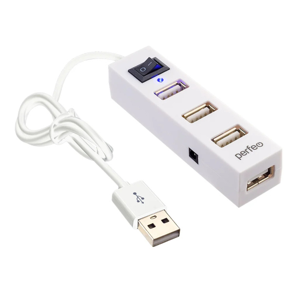 USB_Хаб 4xUSB Perfeo PF-H045 белый