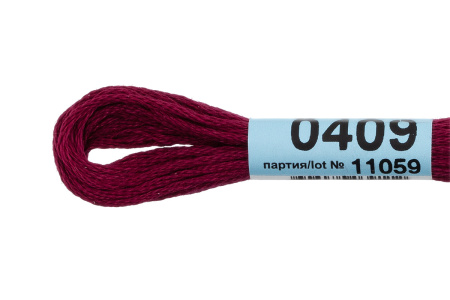 Нитки для вышивания "Gamma" мулине ( 0207-0819 ) 100% хлопок 8 м №0409 бордовый