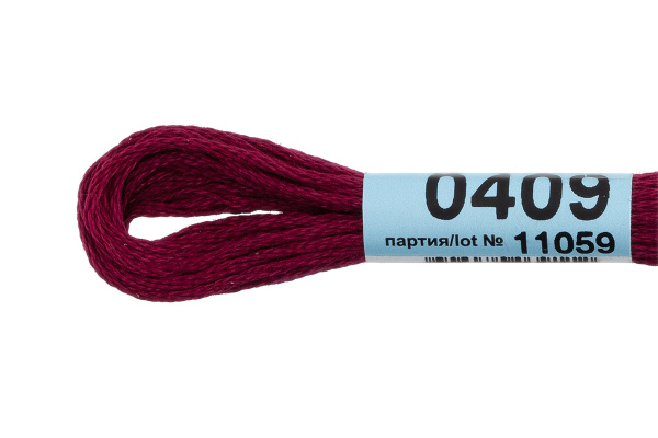 Нитки для вышивания "Gamma" мулине ( 0207-0819 ) 100% хлопок 8 м №0409 бордовый