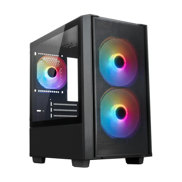 Корпус mATX Б_БП XASTRA A400M 3FRGB Black (USB3.0,Audio,TG,черный,Mesh,2х140мм+1х120мм FRGB,CPU Cooler до 175мм, VGA до 305мм)[A400M-2FC14F-1FC12F]