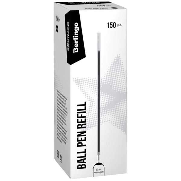 Стержень шариковый 0,7мм. BERLINGO "Tribase", "H-30", "W-219" черный, 140мм (CSb_70301)