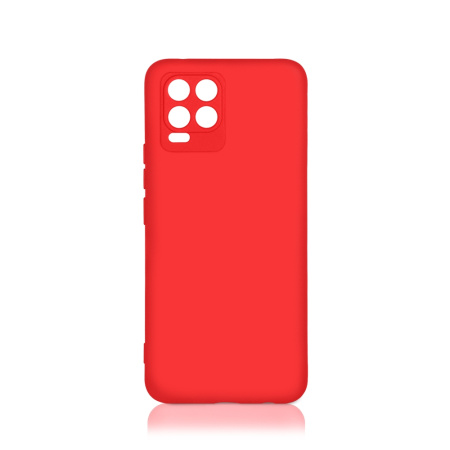 Чехол силиконовый с микрофиброй для Realme 8/8 Pro DF rmOriginal-12 (red)