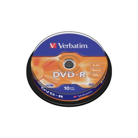 Диск DVD-R 10шт Verbatim 4.7Gb 16x Cake Box (43523)