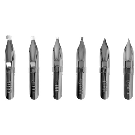 Перья каллиграфические ArtSpace, круглые, 6шт. с держателем CN_41184