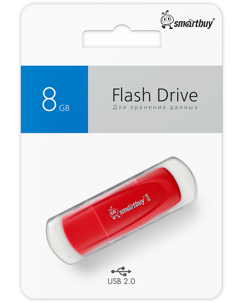 Флеш-накопитель USB2.0 8GB SmartBuy Scout (SB008GB2SCR) красный