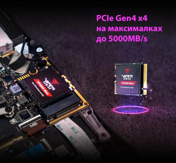 Накопитель SSD Patriot PCIe 4.0 x4 500GB VP4000M500GM23 VP4000 Mini M.2 2230