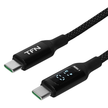 Кабель USB Type-C (m) - Type-C (m) TFN, TPE 1.5м,100W LED черный (TFN-C-DG-CC15M-BK)