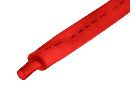 Трубка термоусадочная 2:1,  25.0/12.5мм, красная, подавление горения, отрезок 1м, Rexant