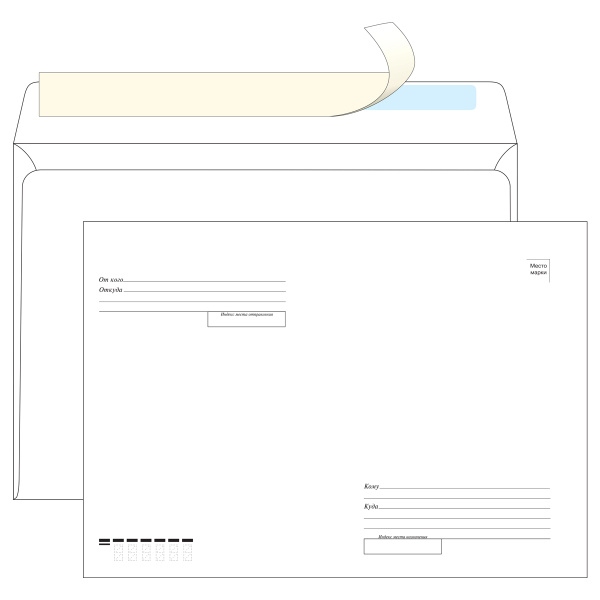 Конверт С4 OfficeSpace 229*324 "Куда-кому", отрывная лента (С4.250.2)