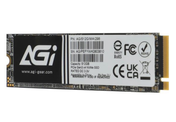 SSD-накопитель M.2 512Гб AGI AI298 [AGI512GIMAI298-CB](3D NAND,NVMe,3000/1400 Мб/с)