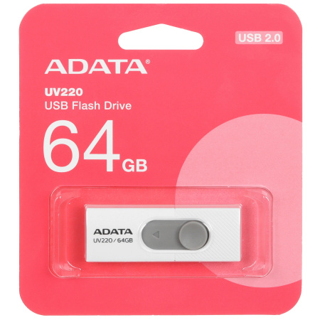 Флеш-накопитель USB2.0 64GB A-DATA UV220 AUV220-64G-RWHGY белый/серый