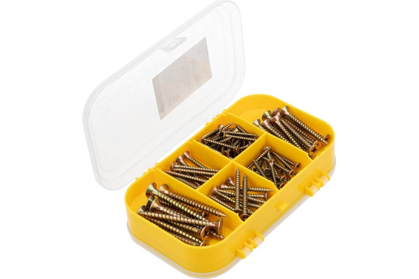 Набор саморезов и дюбелей для ДСП Kranz KR-01-3101-06, 170 штук, пластиковый кейс