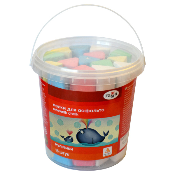 Нaбор цветного мела 5цв. 15шт. Гамма "Мультики" для асфальта, ведро (149202215)