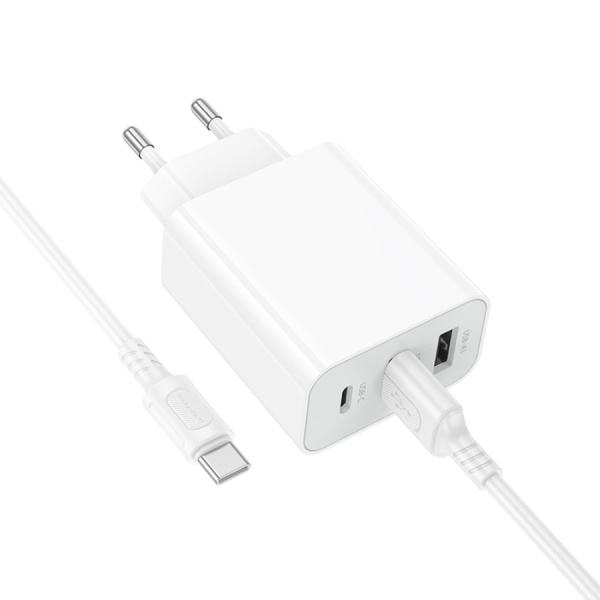 Зарядное_устройство - USB 2*15W+Type C/2.4A BOROFONE BA105A + кабель Type-C белый