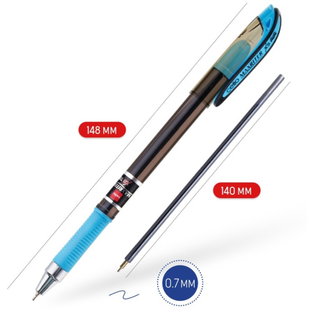 Ручка шариковая Cello MAXRITER XS Tinted Black 0.7мм., ассорти, синяя (709)